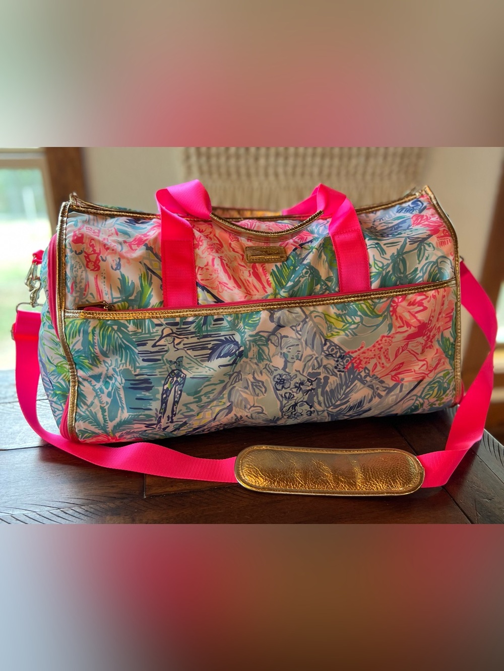 Lilly Pulitzer Convertible Garment Duffle Travel Weekender Sink Or Swim Print